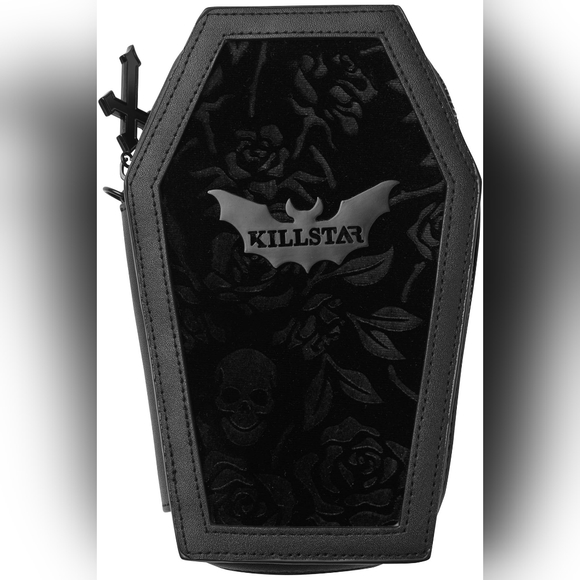 Killstar Vampire's Kiss Coffin Wallet Cross Zipper Bat Velvet Rose Goth Punk Zip - Picture 2 of 5